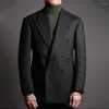 Męskie garnitury moda czarna dla mężczyzn podwójnie piersi formalny biznes Blazer Wedding Groom Tuxedo 2 -częściowe spodnie kurtki Terno Masculino