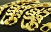 24quot Heavy 8mm Real 18k Fine Solid Finish Gold Necklace Chain Solid Figaro Link Design7303141