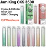 Jam King CKS 3500 вейпы одноразовые слоеные вейпы для электронных сигарет Склад ЕС одноразовые вейпы с фруктовым вкусом 650 мАч 6 мл сетчатая катушка 1,1 Ом зарядка через USB-C