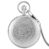 Taschenuhren, hochwertige Silber-Kupfer-Shell-Uhr, mechanisch, automatisch, mit Halskette, Anhänger, Uhr, arabisches digitales Zifferblatt, Geburtstagsgeschenke