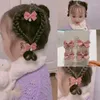 Saç klipleri 4pcs/set tatlı düz renkli kız çocuk butik yay boncuk küçük saç tokası Kore moda klips barrettes tavan aksesuarları