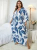 Dames Zwemkleding EDOLYNSA Zwart V-hals Zebra Streep Boheems Gedrukt Vakantie Kaftan Dames Lang Badpak Cover Up Strandjurk Q1297