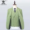 Ternos Masculinos Blazers (Jaqueta + Colete + Calça) S-5XL Luxuoso Terno de Negócio Verde Masculino 3 Pcs Prom Banquete Festa Noivo Vestido de Noiva Terno de Cor Sólida Q230103