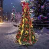 Weihnachtsdekorationen, faltbarer Baum, 1,8 m, einfache Montage, Feiertags-Party-Dekoration, Ornamente, beleuchtete, vorbeleuchtete Weihnachtsdekoration