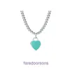Family T Double Ring Tifannissm Necklace 925 Sterling Silver Heart shaped Dropping Enamel Pendant Tie Love Style Collar Chain Have Original Box