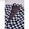 メンズスーツブレザーシェンランファッションスーツメンブラックホワイト格子縞のプリントセット最新コートパンツデザインウェディングステージシンガースリムフィットカムQ230103