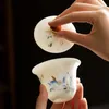 Teaware set White Jade High-klass porslin Tea Set Gaiwan Hushållet Anti-Scald Single Cover Bowl Chinese Ceramic