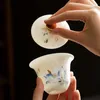 Gaiwan – service à thé en porcelaine de haute qualité, service à thé en Jade blanc, bol à couvercle unique Anti-brûlure, en céramique chinoise