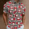 Eenvoudige poloshirts voor heren 3D-kerstprint Hoogwaardige herenkleding Losse oversized overhemden Street Designer korte mouwen 240102