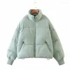 Kvinnors dikerockar Vintage Green Parkas Casual Tickets Solid Loose Jacket 2024 Autumn Winter Thick Warm Basic Cotton Ytterkläder Kvinna