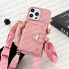 Phone Case Designer Triangle P iPhone Case for iPhone 15 Pro Max Cases Card Holder Apple iPhone 14 Pro Max 13 12 13promax 15 Plus Case Luxury Crossbody Mobile Cover Strap