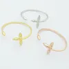 3 Colors Women Designer Bangles Brass Gold Pated Luxury V Letter Couple Bracelets Without Box285i