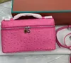 Bolso mini bolsa rosa couro de avestruz feminino crocodilo designer alça superior crossbody