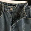 Bordado carta jeans feminino designer de cintura alta calças jeans perna larga perna reta calças jeans