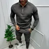 Trainingspakken voor heren 2024 herfst/winter set casual effen kleur lange mouwen half zip top broek slim fit