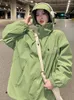 Vestes Femmes RDMQ 2024 Vert Veste Femmes Mode Coréenne Casual Lâche Sweat À Capuche Femme Automne Vintage Manches Longues Fermeture À Glissière