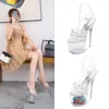 Sandals Glass Drill Women's Summer Waterproof Platform Non Slip Sexy High Heeled 10368 Series 18cm Heel 8cm LFD