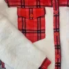 Women's Jackets Christmas Lamb Fleece Patchwork Red Plaid Shirt Coat Women Winter Long Sleeve Single Breasted Turn-down Collar Pocket Jacket