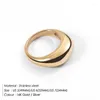 Anéis de cluster moda simples aço inoxidável ouro sliver cor para mulheres casal arco anel geométrico menina festa legal jóias acessórios