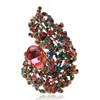 Jewelry Rui Jia Dusk Large Flower Crystal Brooch Ladies Fashion Brooch Pin Bouquet Rhinestone Brooch and Coat Scarf Clip Jewelry