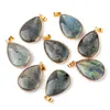 Collane con ciondolo Ciondoli in pietra naturale Placcato oro Labradorite lucido per gioielli di moda Creazione di gioielli fai da te Collana da donna Regali di guarigione per feste