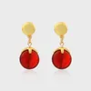 Boucles d'oreilles pendantes simples, bijoux en verre rouge, Clip d'oreille