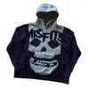 Y2K Hoodies Winter Skull Wzór polarowy bluza Pullover Hip-Hop Retro Street Loose Harajuku Gothic Top Streetwear 240102