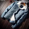 Herrjackor denimjacka män och rockar märke kläder chaquetas hombre mode jeans vinter tjock varm manlig cowboy outwear xxl