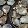 Pendant Necklaces Natural Stone Pendants Gold Plated Shiny Labradorite For Fashion Jewelry Making Diy Women Necklace Reiki Healing Gifts