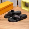 Zapatillas de diseñador para hombre Sandalias planas informales de cuero de verano Hotel de moda cómodo Presentación de diapositivas suave Zapatos para hombre Caja de cordones de playa junto al mar