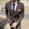 Men's Suits Blazers (Jackets + Vest + Pant) Men Groom Wedding Dress Plaid Formal Suits Set High Quality Men Fashion Casual Business Suit Three-piece Q230103