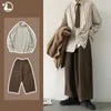 Män vintage set Spring Autumn Par Casual Suits Rand Loose Long Sleeve Shirthigh Street Wide Leg Pants Two Piece Set 240102