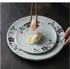 プレート日本スタイルのセラミックディナープレート家庭用サラダクリエイティブプラントフラワー不規則なキッチンの装飾の食器