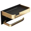 Black and Gold Bathroom Toilet Roll Phone Holder with No Holes for Easy Installation of Stylish Accessories 240102