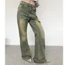 Kadınlar Kot Style Women's Jeanshigh Street Vintage iş kıyafetleri bf rüzgar düz 2024 bahar Amerikan ins net kırmızı pocke