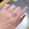 Solitaire Asscher Cut Moissanite Diamond Pierścień 100% Real 925 Srebrny Party Wedding Pierścienie dla kobiet Obiecaj biżuterię