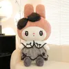 Sanrios Nero Kuromi Mymelody Peluche Bambole di pezza Kawaii Cartoon Cuscino del divano Cuscino Pizzo gotico scuro Giocattolo Regalo di compleanno per ragazza 240103