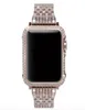 Étui de couverture de lunette en métal de diamant de cristal de strass avec ensemble de bracelet de montre en strass de cristal de luxe pour Apple Watch série 4 44mm 40mm7923149