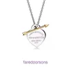 Pendant Necklace Tie Home Collar Chain Designer Jewelry Tifannissm Light Luxury T 2024 New Heart Arrows One Arrow Piercing Small and Versatil Have Original Box