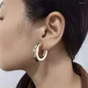 Boucles d'oreilles Vintage à dos plat et brillant, Clip sur cerceau, gros doré, vis Non percées, pour les déplacements quotidiens des femmes, bijoux de fête