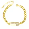 Länkarmband stift armband för kvinnor tillfälle 2024 mode zirkon glänsande guld silver färg designer kuba kedjor estetik