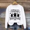 Sweats à capuche pour femmes Femmes Joyeux Noël Sweat-shirt Arbre de Noël Imprimer Col rond Pull Top Festival Vêtements de mode Sudadera Navidad Mujer