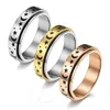 Anéis giratórios de aço inoxidável de 6mm, lua, estrela, anel para mulheres, alívio do estresse, anéis de ansiedade, noivado, casamento, promessa, band230f