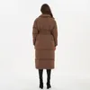 Malina Thick Loose Parkas Women Fashion Solid Covered Button Coats Elegant Tie Belt Long Cotton Jackets Female Ladies 240103