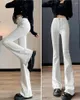 Jeans femininos primavera outono escritório senhora moda casual algodão plus size marca feminina mulheres meninas cintura alta flare
