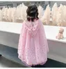 Girl Dresses Peacock Princess Hooded Cloaks Party Costume Tulle Cape Halloween Dress Up Mantle For Performance Outer Girl's Cosplay Shawl