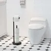 Zwarte vloerstaande toiletrolhouder roestvrijstalen rolopbergrek badkamerhanddoek 240102