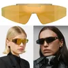 Damen-Sonnenbrille mit breiter Maske, O2265, Lady HORIZON SGH Brillen, Metallrahmen, Bügellinsenfarbe, dunkelgrau und goldfarben, verspiegelt, Versage-Brille