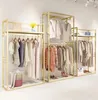 Hangers Clothing Store Display Racks Floor-standing Women's Nano Gold Shelves Double-layer High Cabinets Hanging