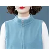 Serbatoi da donna 2024 Shake Fleece Mamma di mezza età Gilet Donna Primavera Autunno Moda Giacca senza maniche Colletto alla coreana Gilet Donna Top W155